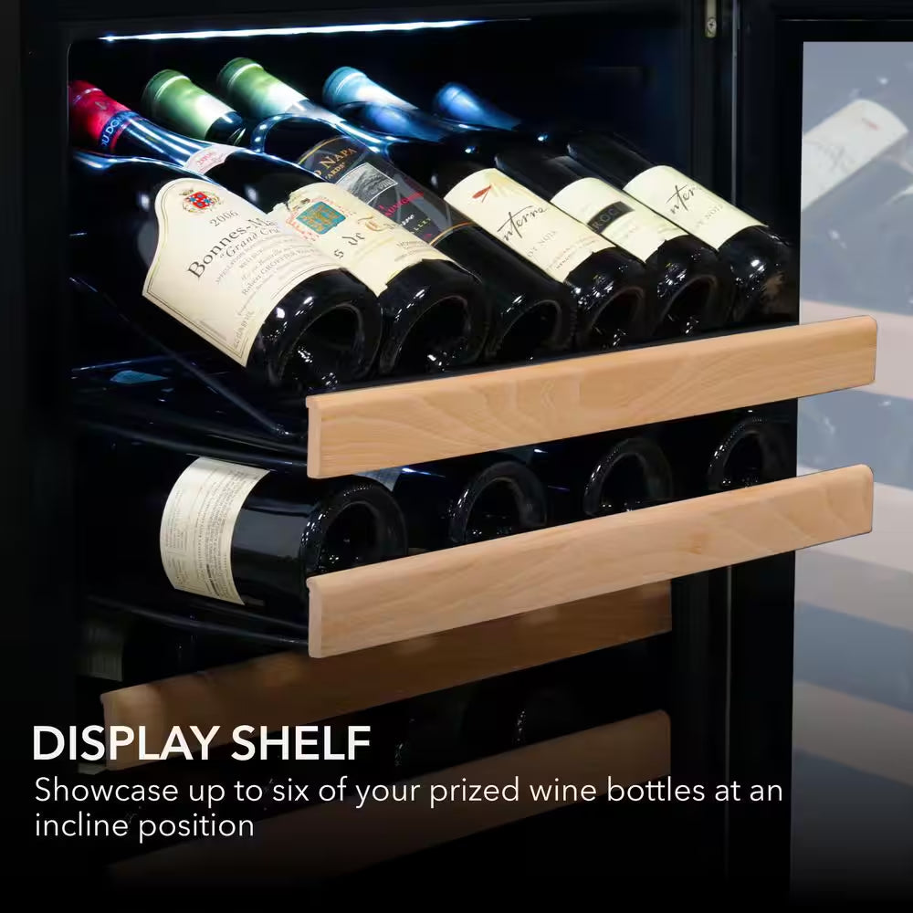 24 In. Dual Zone 92-Bottle Wine Cooler Fridge with Display Rack Built-In Stainless Steel UV Protection Glass Door
