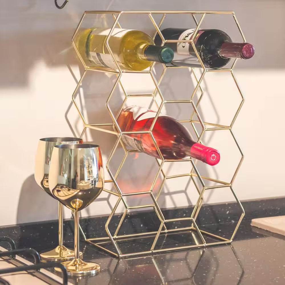 3-Tier 14-Bottle Black Wine Rack