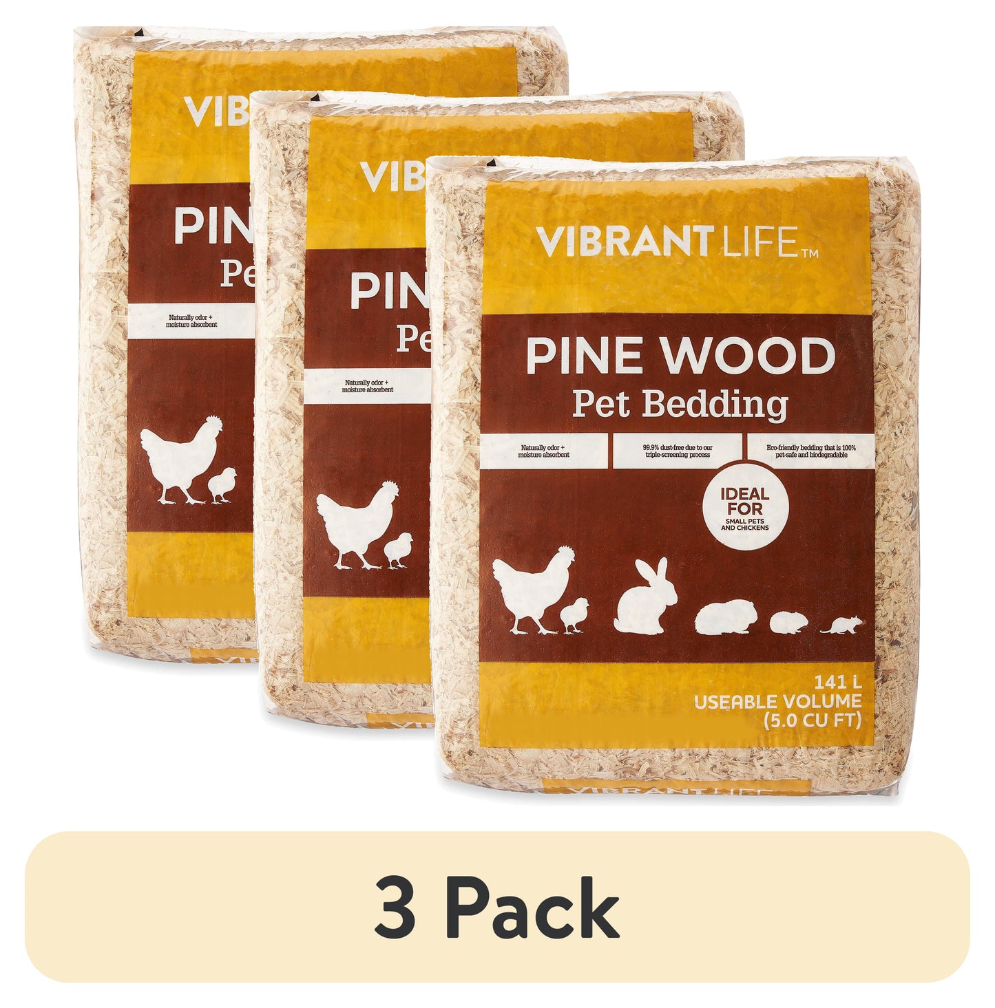 (4 Pack) Pine Wood Pet Bedding, 141 L Bag