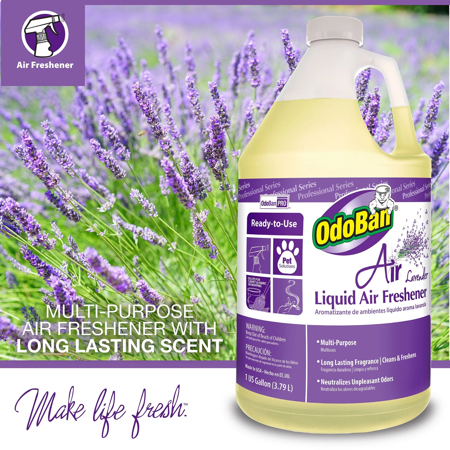 Professional Cleaning Ready-To-Use Liquid Air Freshener, 1 Gallon Scent Assortment, Cherry, Spring Fresh and Lavender