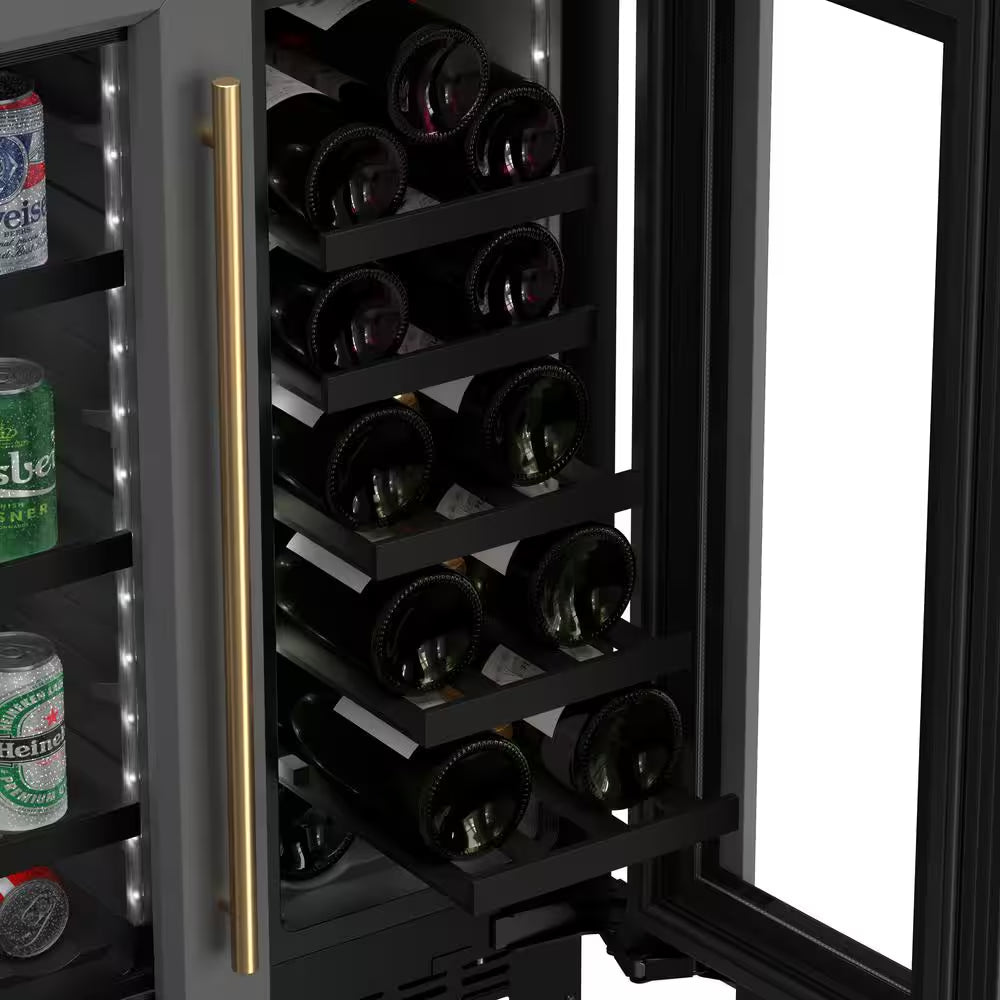 Reserve 24 In. Dual Zone 20-Wine Bottles and 51-Cans Beverage and Wine Cooler in Black