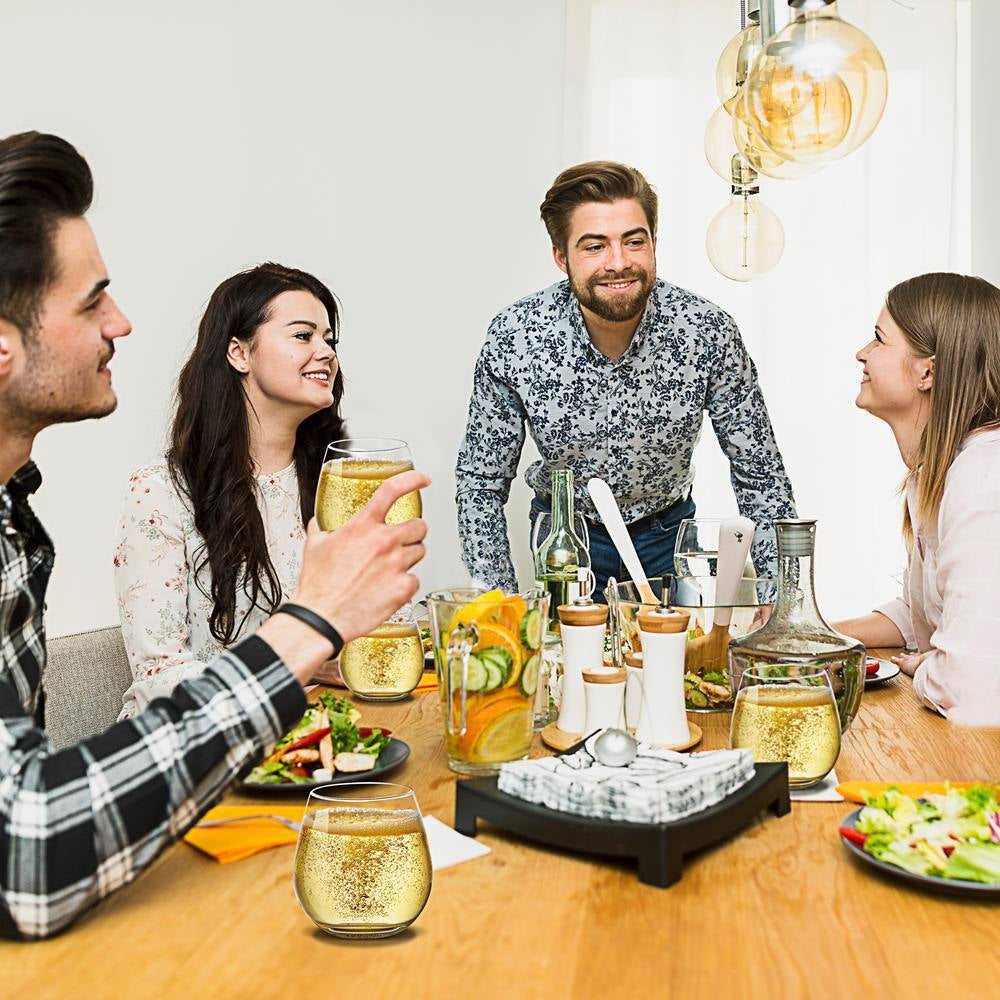 15 Oz. Crystal-Clear Stemless Wine Glass Set (Set of 2)