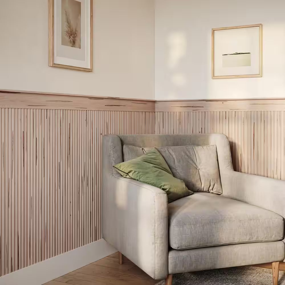 0.375 In. D X 5 In. W X 47.5 In. L Unfinished Ambrosia Maple Wood Accent Wall Panel Moulding