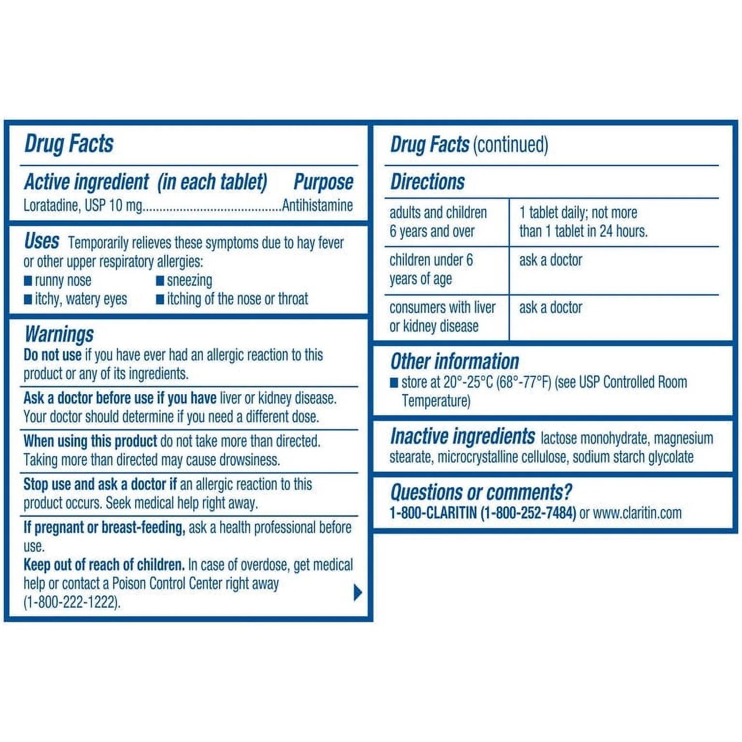 24 Hour Non-Drowsy Allergy Medicine, Loratadine Antihistamine Tablets, 5 Ct
