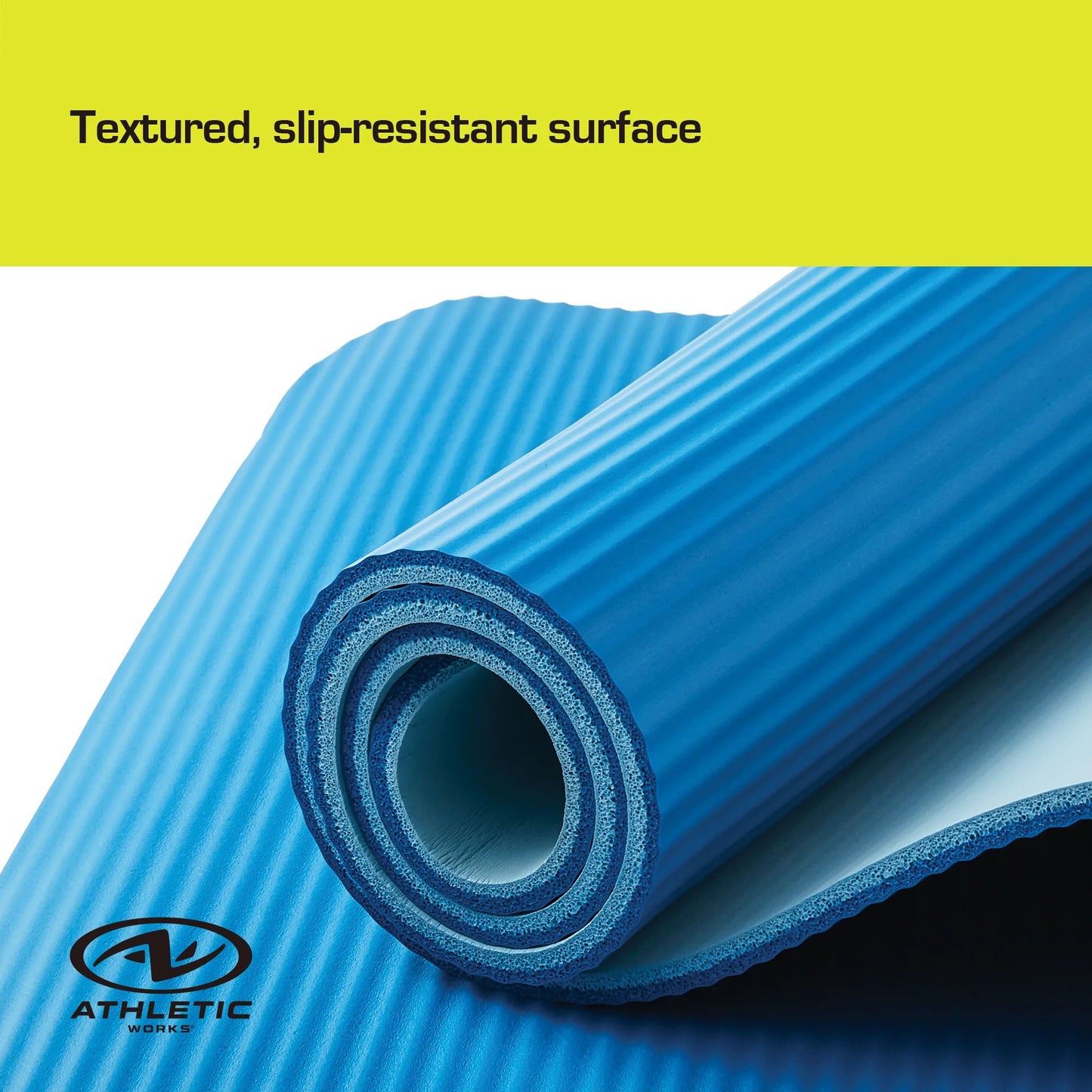 (4 Pack) Two Tone Fitness Mat, 10Mm, 72Inx24In, Blue Color, NBR Foam, with Carry Strap
