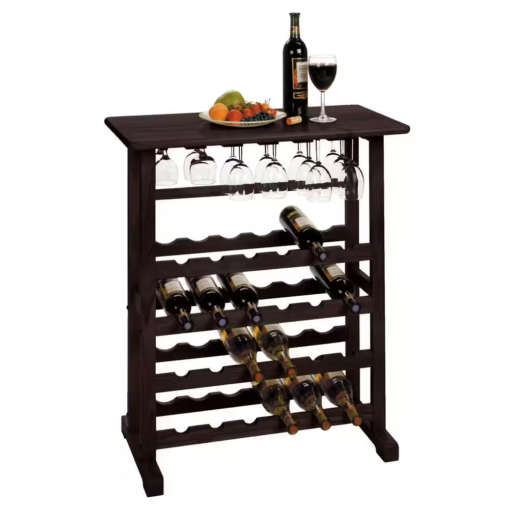 Vinny 24-Bottle Espresso Floor Wine Rack