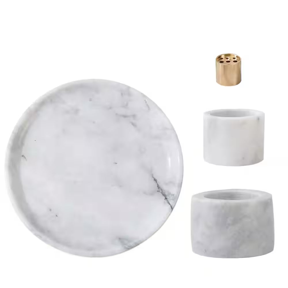 White Marble Incense Holder with 9-Holes for Meditation and Relaxation