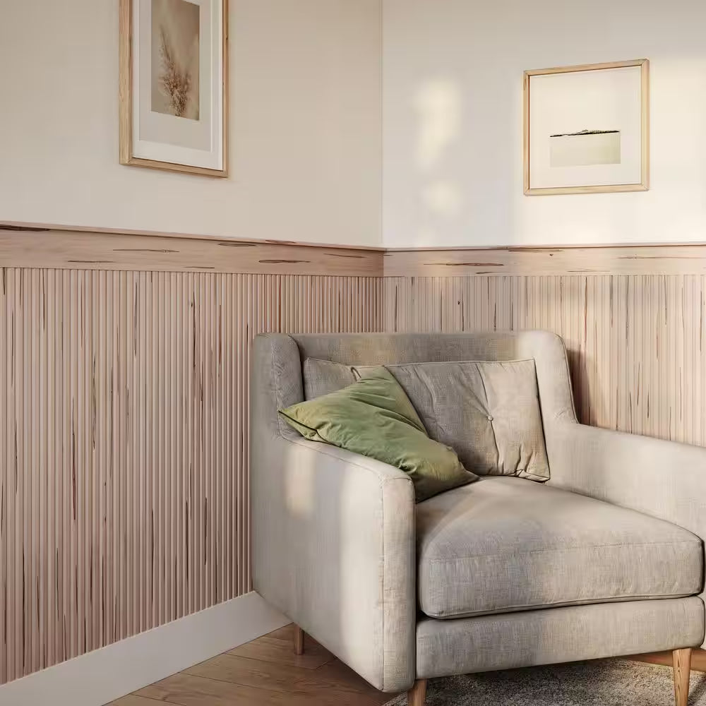 0.375 In. D X 5 In. W X 47.5 In. L Unfinished Ambrosia Maple Wood Accent Wall Panel Moulding