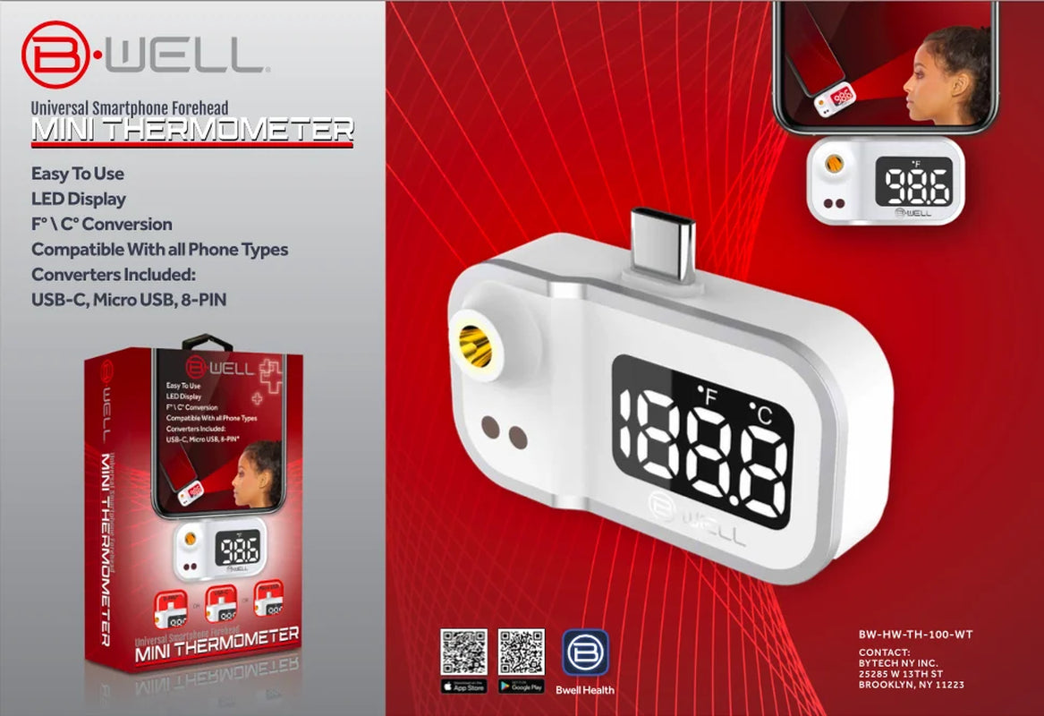 Smartphone Mini Forehead Thermometer – Infrared, Works with All Phones, All Ages