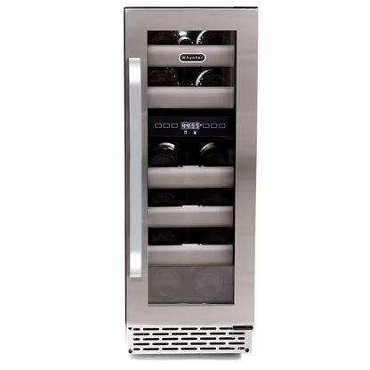 12 In. Dual-Zone 17-Bottle Wine Cooler Fridge Built-In with Seamless Stainless Steel UV Protection Glass Door