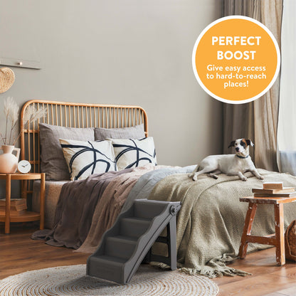 Tail Waggers Dog Stairs Flexi-Step, Foldable Dog Steps with 4-Step Design and Non-Slip Treads, Medium