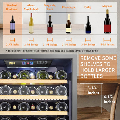 24 Inch Width 44 Bottle Built-In Compressor Dual Zone Wine Cooler