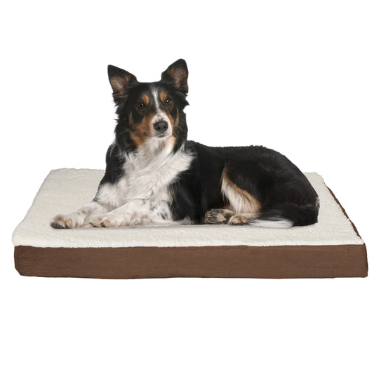 36X27 Orthopedic Dog Bed with Memory Foam and Sherpa Cover, Brown