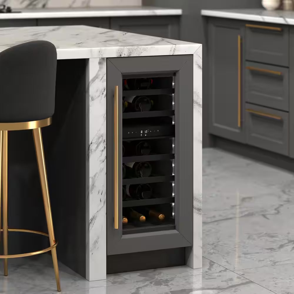 Reserve 15 In. under Counter Panel Ready Dual Zone Built-In Wine Cooler with Black Shelves 23 Bottle Capacity