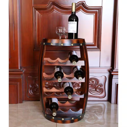 Wooden Barrel Shaped 14-Bottle Wine Rack