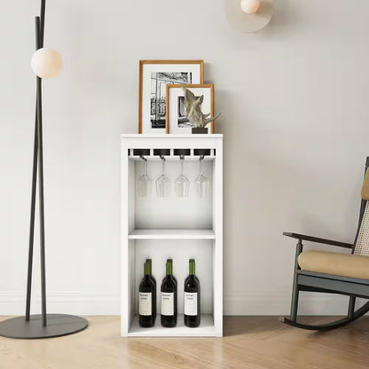 WHITE Color Modular Wine Bar Cabinet with Storage Shelves with Hutch for Dining Room