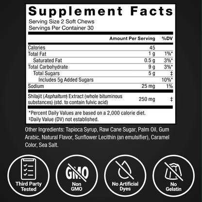 Supreme Shilajit, Himalayan Shilajit Supplement for Energy, Stamina, Cognitive & Immune Function, Smoked Old Fashioned, 60 Soft Chews