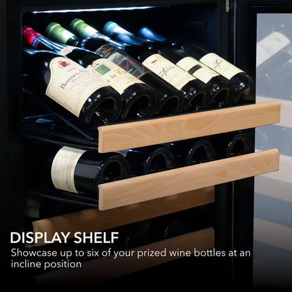 24 In. Dual Zone 92-Bottle Wine Cooler Fridge with Display Rack Built-In Stainless Steel UV Protection Glass Door