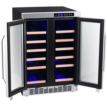 36 Bottle 24 In. Built-In French Door Dual Zone Wine Cooler