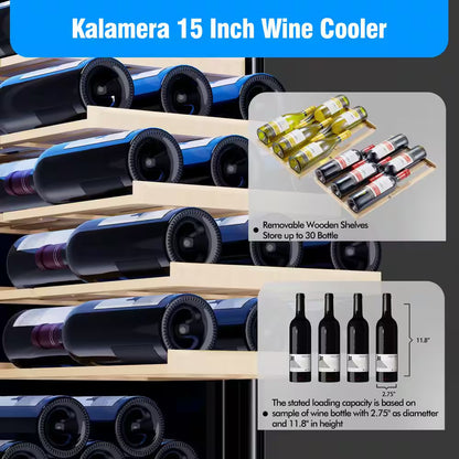 15 In. Built-In 30-Bottle Single Zone Wine Cooler Compressor
