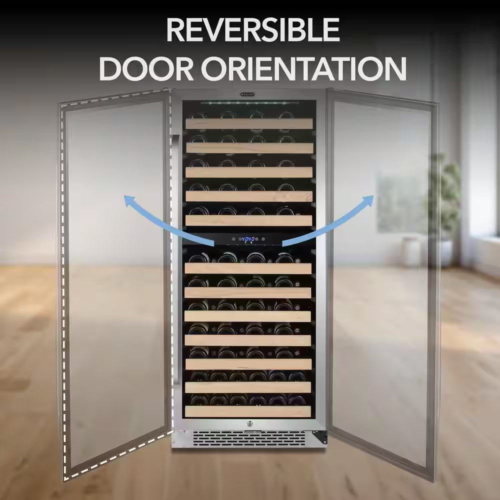 24 In. Dual Zone 92-Bottle Wine Cooler Fridge with Display Rack Built-In Stainless Steel UV Protection Glass Door