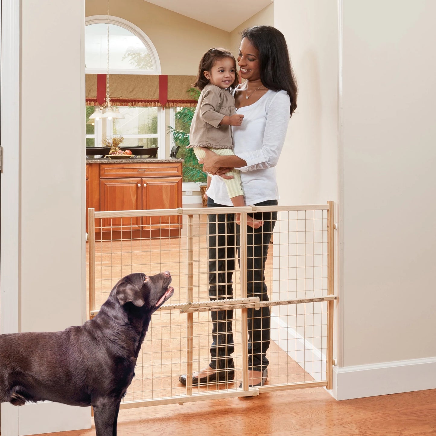 (4 Pack)  Position & Lock Tall and Wide Value Adjustable Baby Gate (Natural), Fits Openings 31 - 50 In. Wide