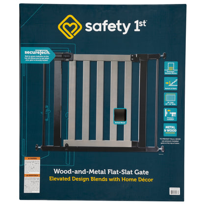 (2 Pack)  Wood-And-Metal Flat Slat Gate, Grey