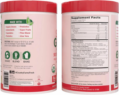 Super Greens Drink Mix, Berry Flavor, 10.6 Oz 20 Servings