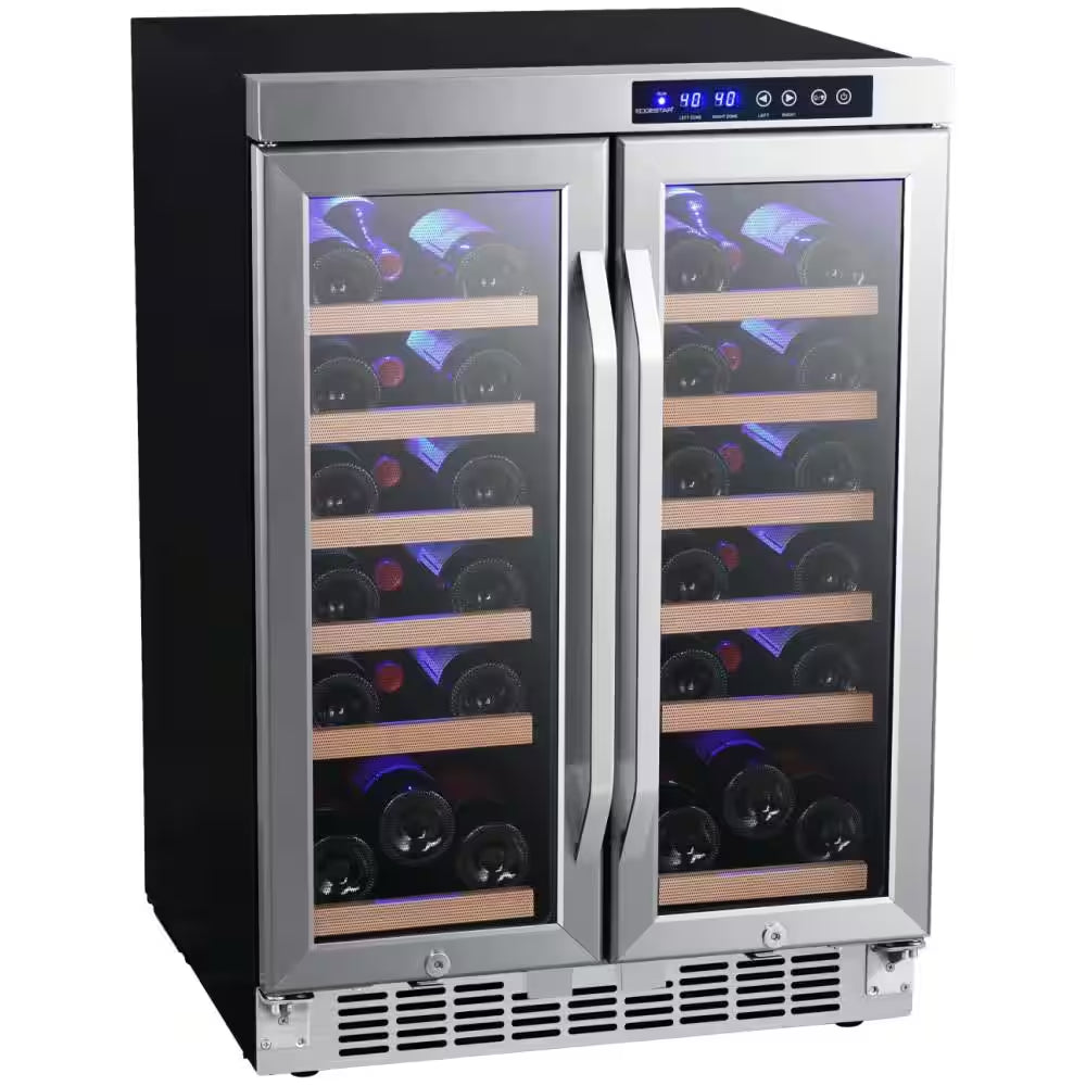36 Bottle 24 In. Built-In French Door Dual Zone Wine Cooler