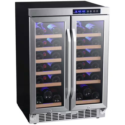 36 Bottle 24 In. Built-In French Door Dual Zone Wine Cooler