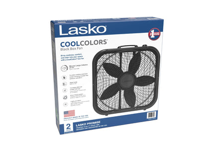 (3 Pack)  Cool Colors 20" 3-Speed Weather Resistant Box Fan, Black B20301, New