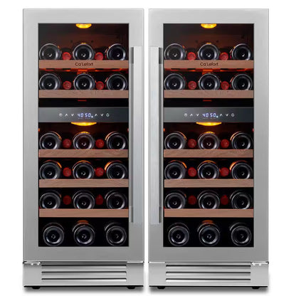30 In. Quad Zone Cellar Cooling Unit 56-Bottles Built- in Wine Cooler Side-By-Side Refrigerators Frost Free in Black