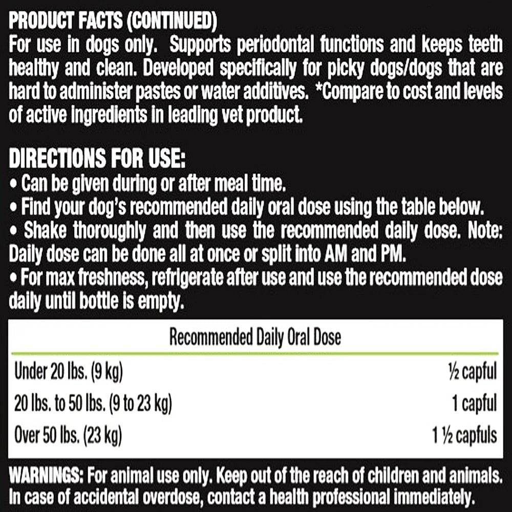 Teeth Gums Tartar Breath Oral Dental Health Supplement for Dogs, Bacon, 16 Oz.