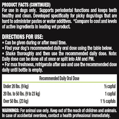 Teeth Gums Tartar Breath Oral Dental Health Supplement for Dogs, Bacon, 16 Oz.