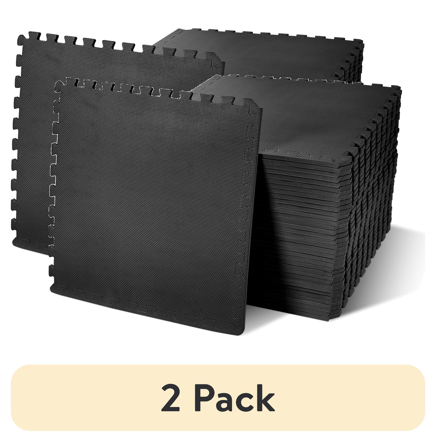 1/2 In. Thick Flooring Puzzle Exercise Mat with High Quality EVA Foam Interlocking Tiles, 6 Piece, 24 Sq Ft. Black