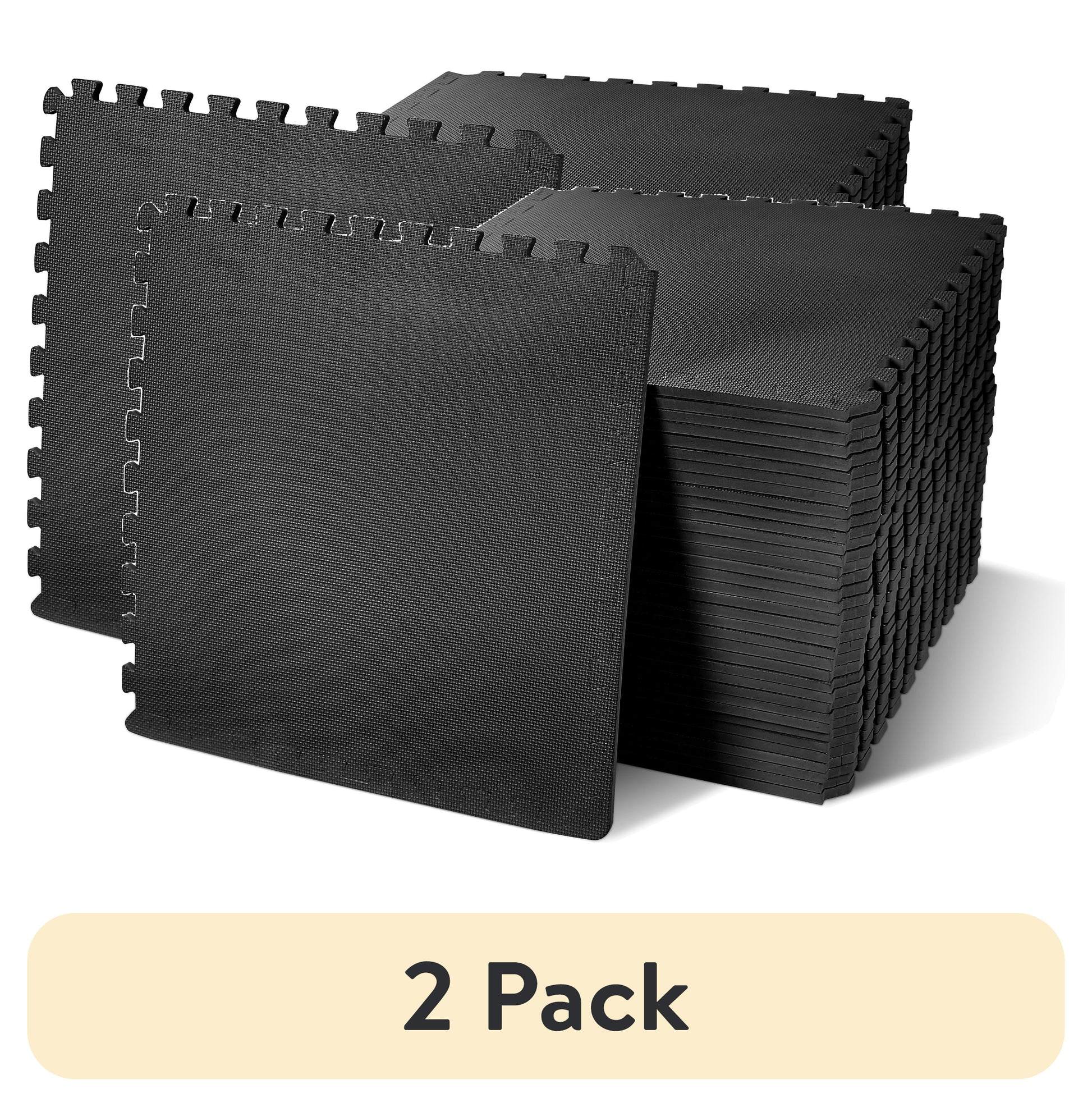 1/2 In. Thick Flooring Puzzle Exercise Mat with High Quality EVA Foam Interlocking Tiles, 6 Piece, 24 Sq Ft. Black