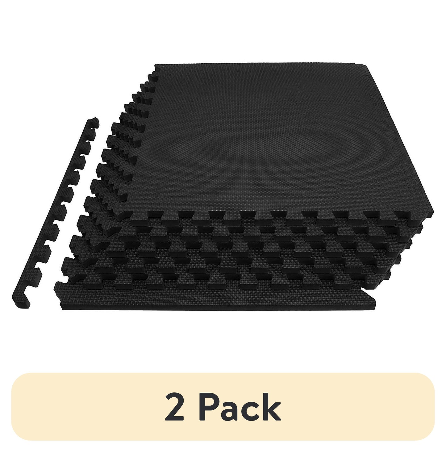 1/2 In. Thick Flooring Puzzle Exercise Mat with High Quality EVA Foam Interlocking Tiles, 6 Piece, 24 Sq Ft. Black