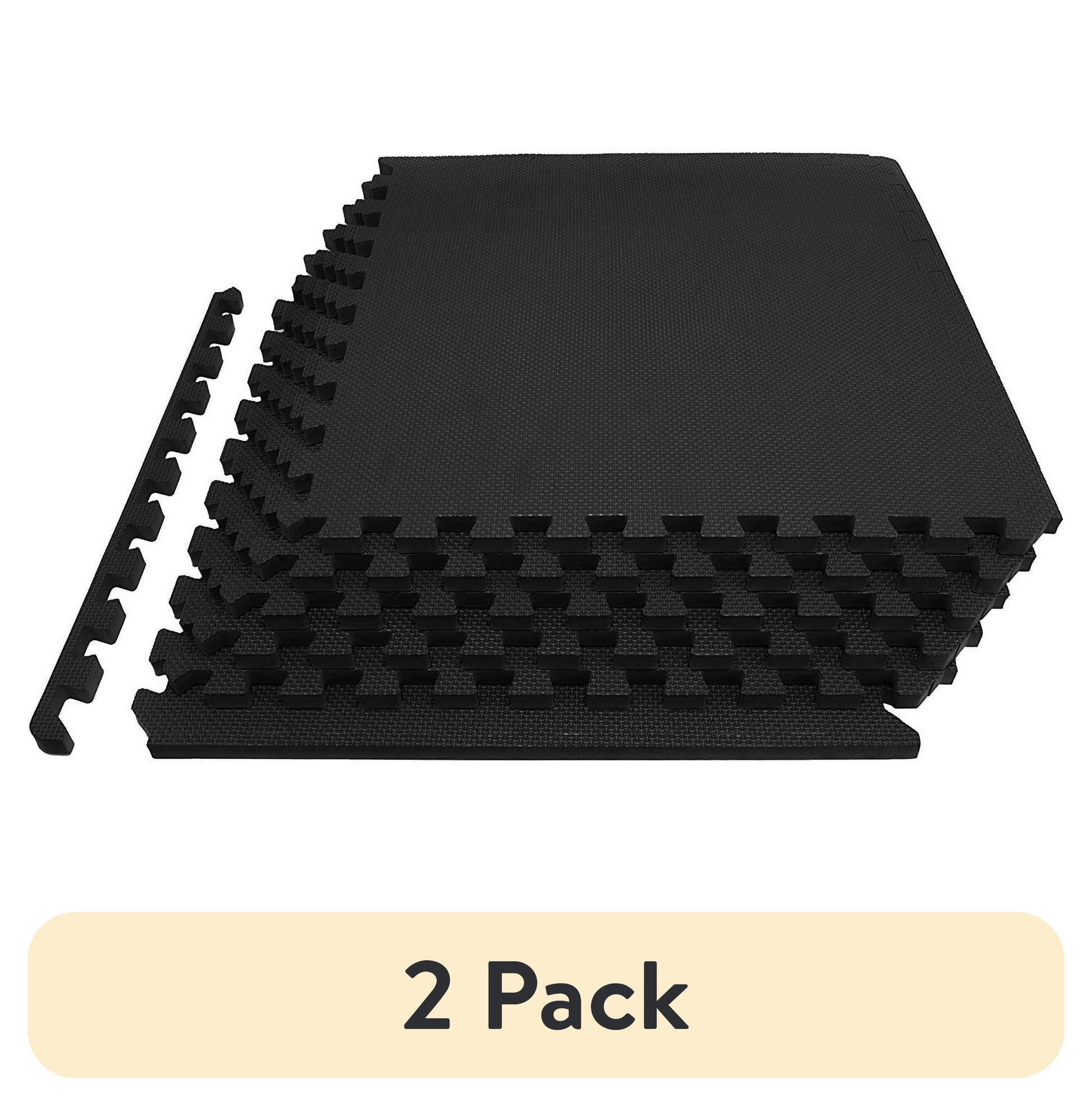 1/2 In. Thick Flooring Puzzle Exercise Mat with High Quality EVA Foam Interlocking Tiles, 6 Piece, 24 Sq Ft. Black