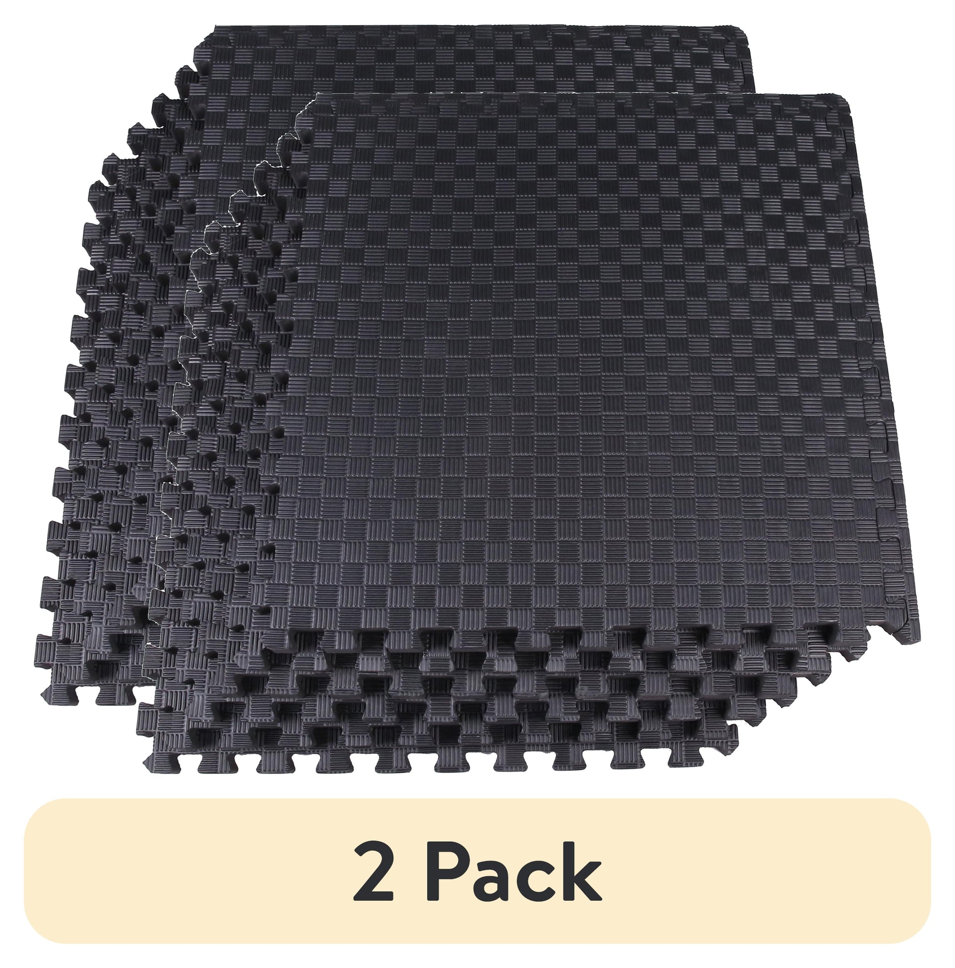 1/2 In. Thick Flooring Puzzle Exercise Mat with High Quality EVA Foam Interlocking Tiles, 6 Piece, 24 Sq Ft. Black