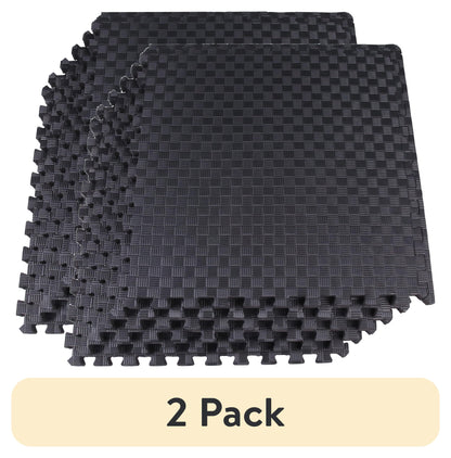 1/2 In. Thick Flooring Puzzle Exercise Mat with High Quality EVA Foam Interlocking Tiles, 6 Piece, 24 Sq Ft. Black