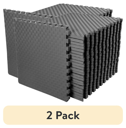 1/2 In. Thick Flooring Puzzle Exercise Mat with High Quality EVA Foam Interlocking Tiles, 6 Piece, 24 Sq Ft. Black