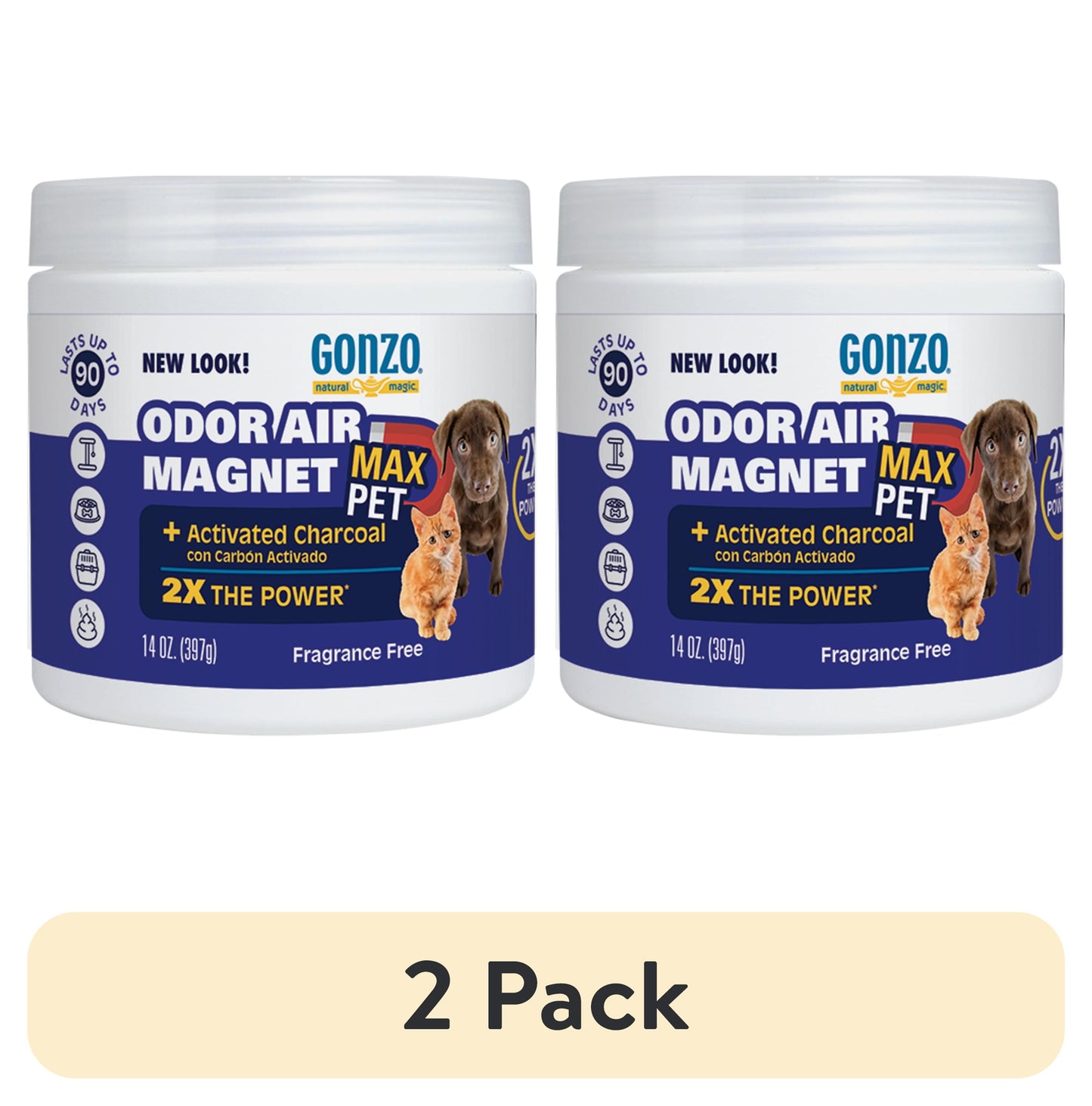 (2 Pack)  Pet Odor Air Magnet for Dogs and Cats, 14 Oz