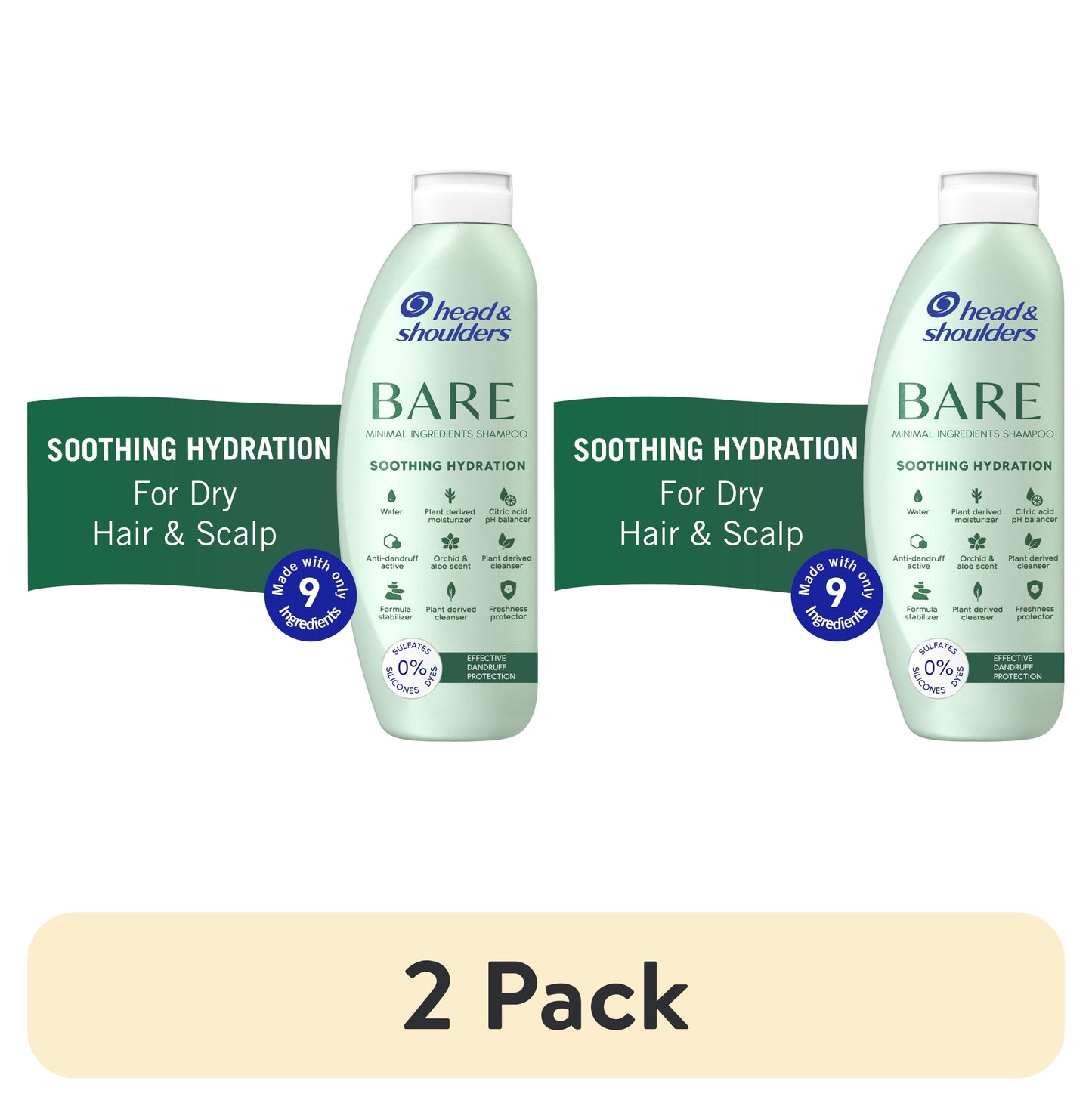 (2 Pack) Head and Shoulders BARE Soothing Hydration Dandruff Shampoo, 13.5 Oz