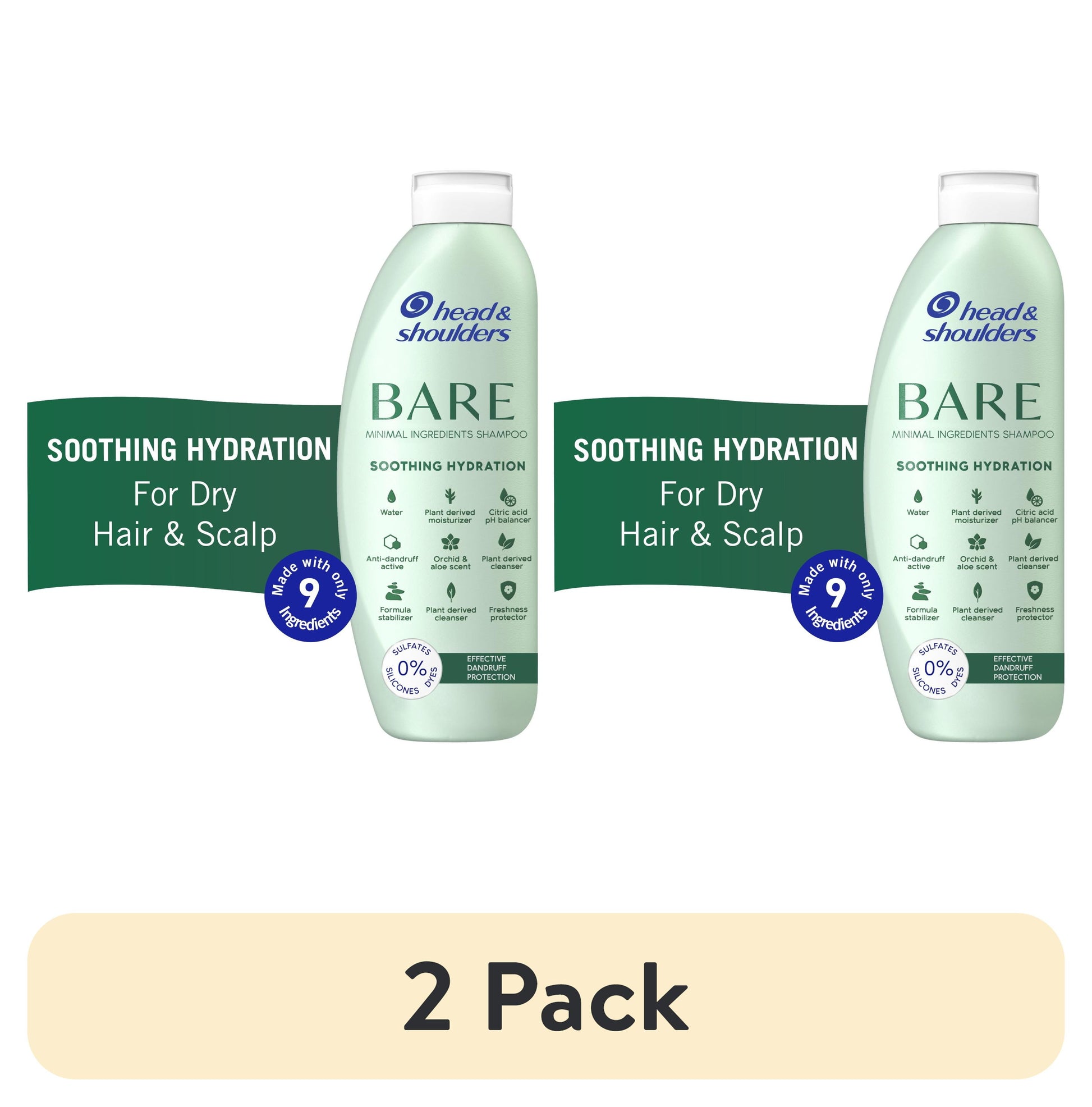 (2 Pack) Head and Shoulders BARE Soothing Hydration Dandruff Shampoo, 13.5 Oz