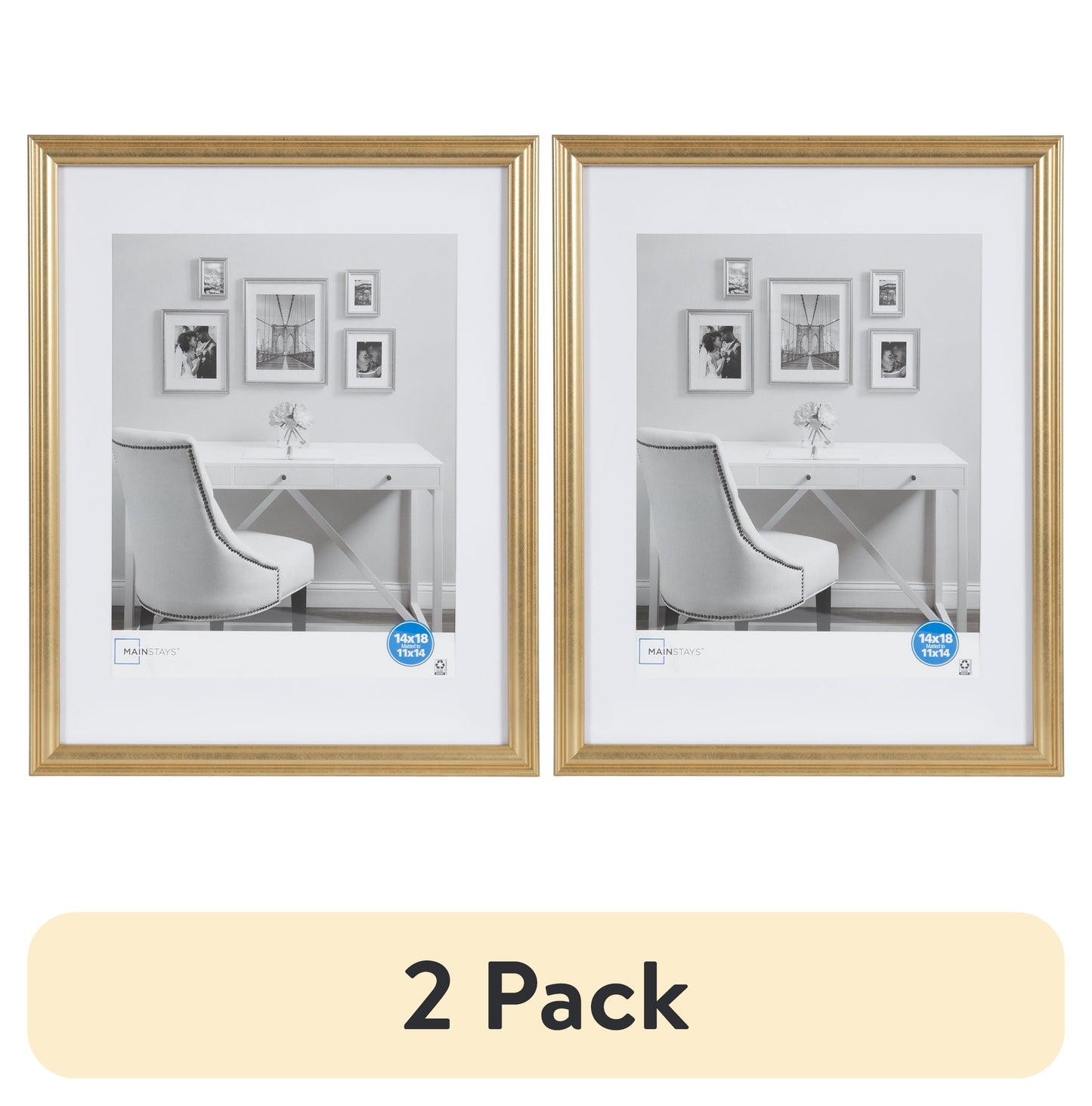 (2 Pack)  4X6 Traditional Gallery Wall Picture Frame, Gold