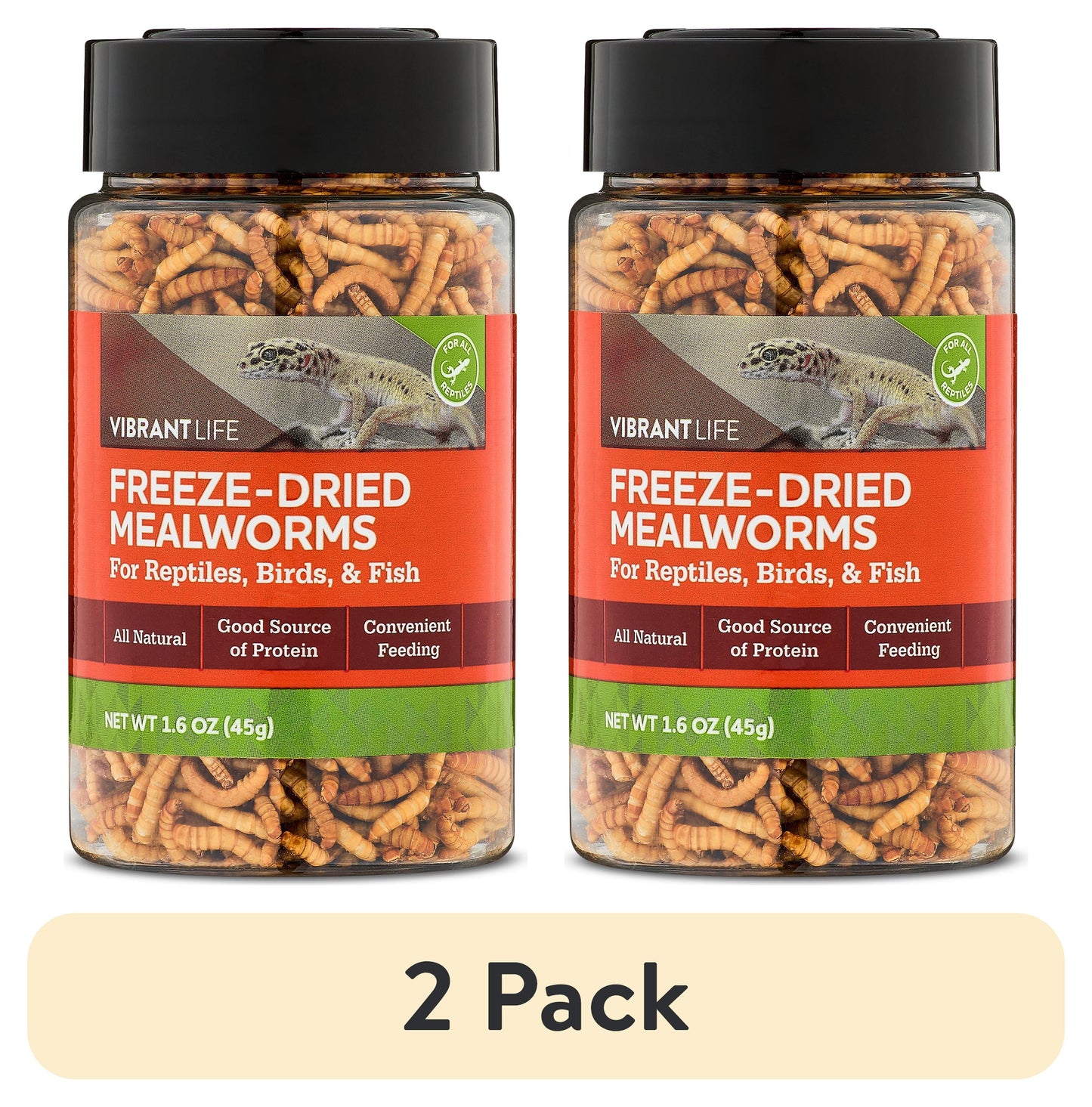 (2 Pack)  Freeze-Dried Mealworms, 1.6 Oz