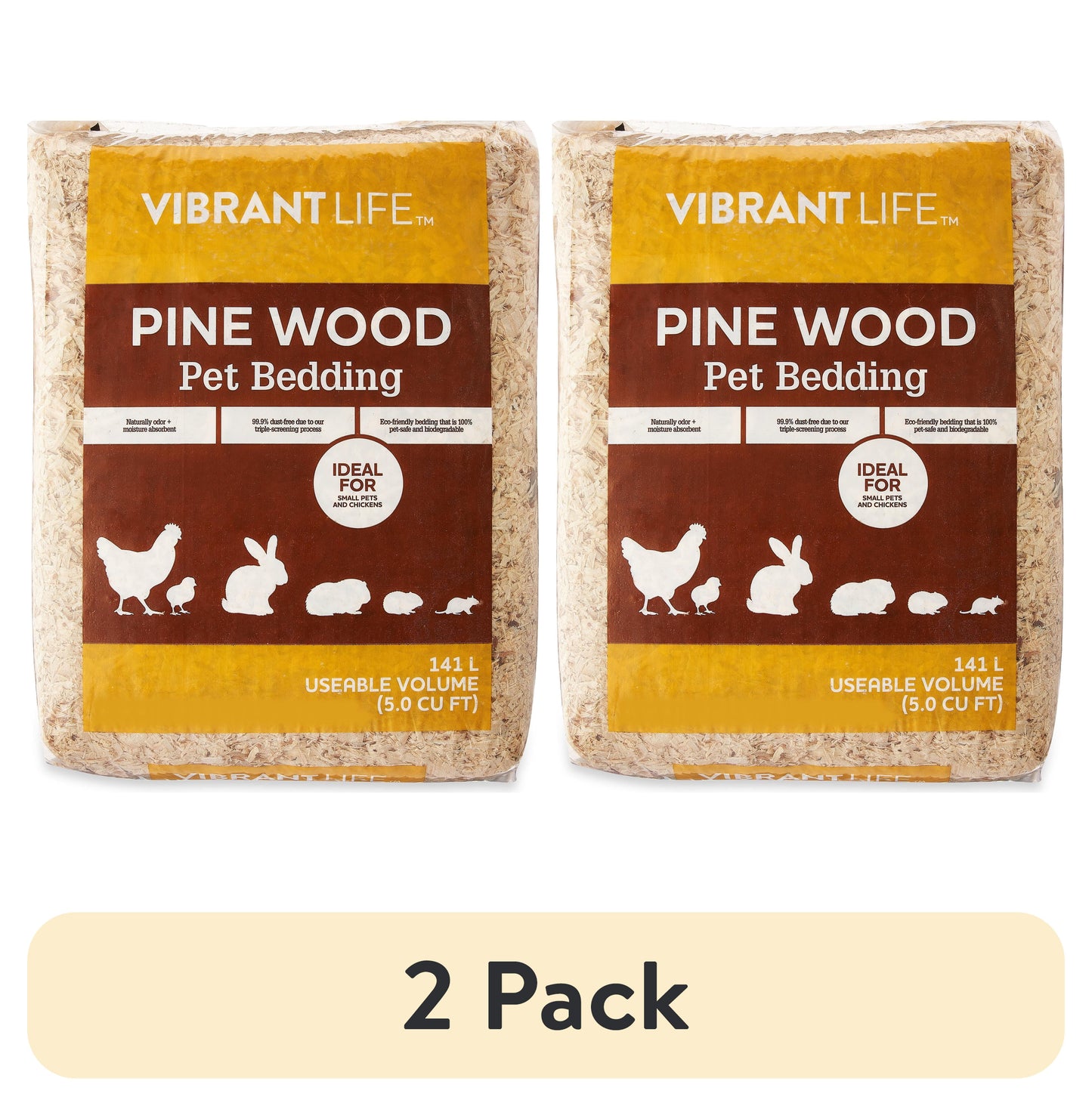 (4 Pack)  Pine Wood Pet Bedding, 141 L Bag