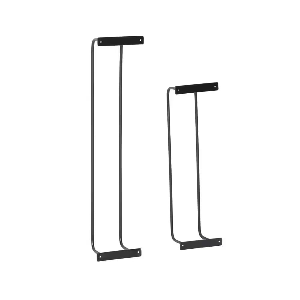 Tidus 6.75 In. Wall Mounted Metal Towel Bar in Black (Set of 2)