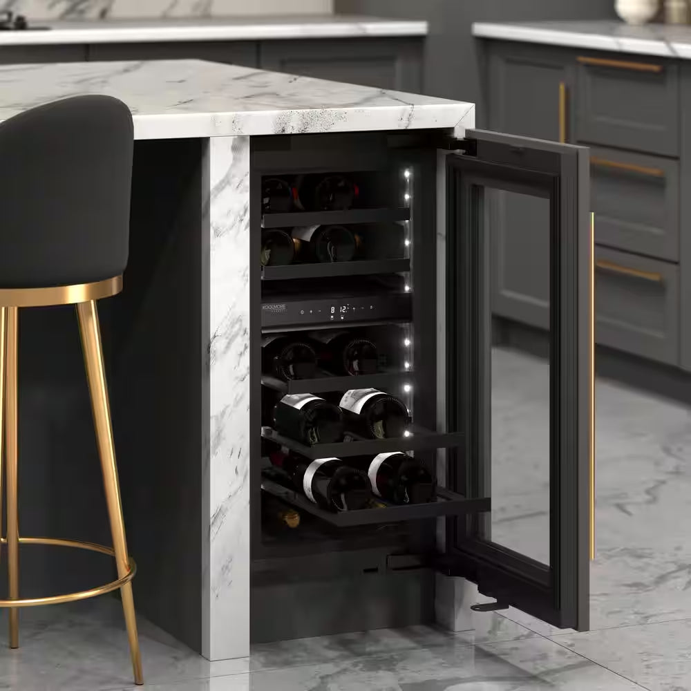 Reserve 15 In. under Counter Panel Ready Dual Zone Built-In Wine Cooler with Black Shelves 23 Bottle Capacity