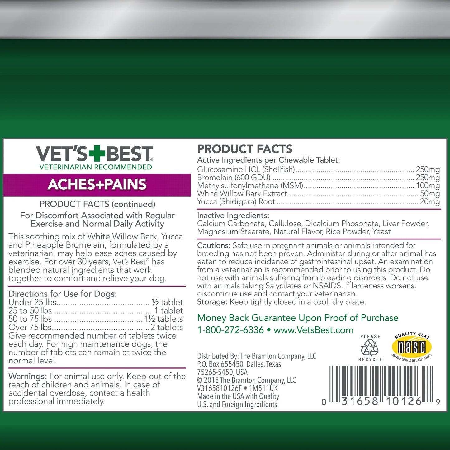 Vet’S Best Aches & Pains Relief Supplements for Dogs - 8Oz. - 150 Chewable Tablets